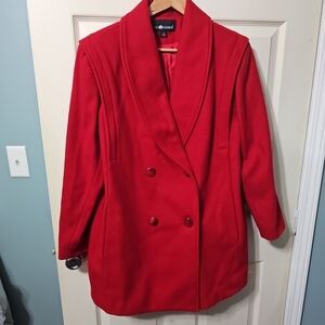 Sag Harbor VTG  Red 70% Wool Double Breasted Coat Women's‎ Medium EUC